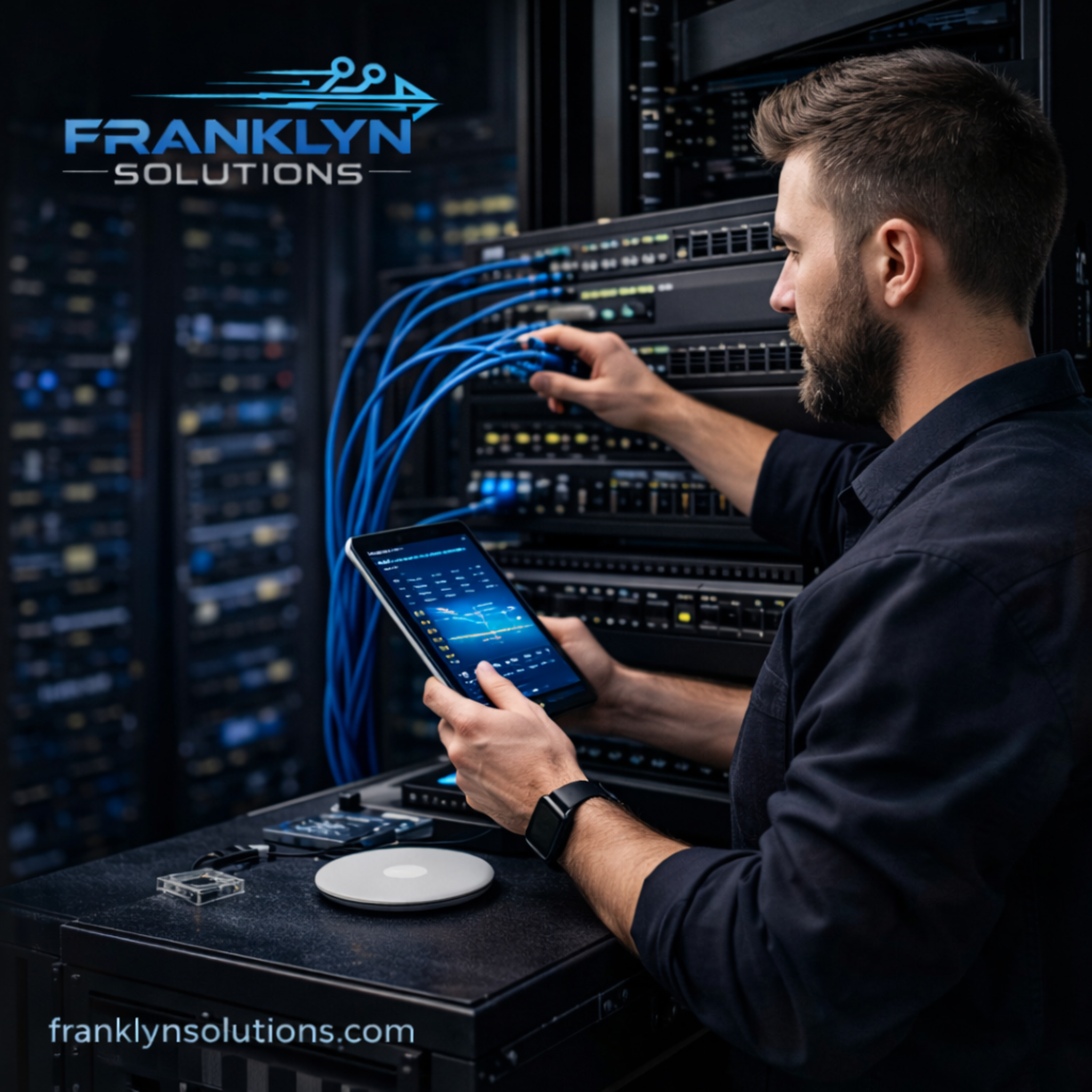 Server, storage, and networking equipment in a real-world setup