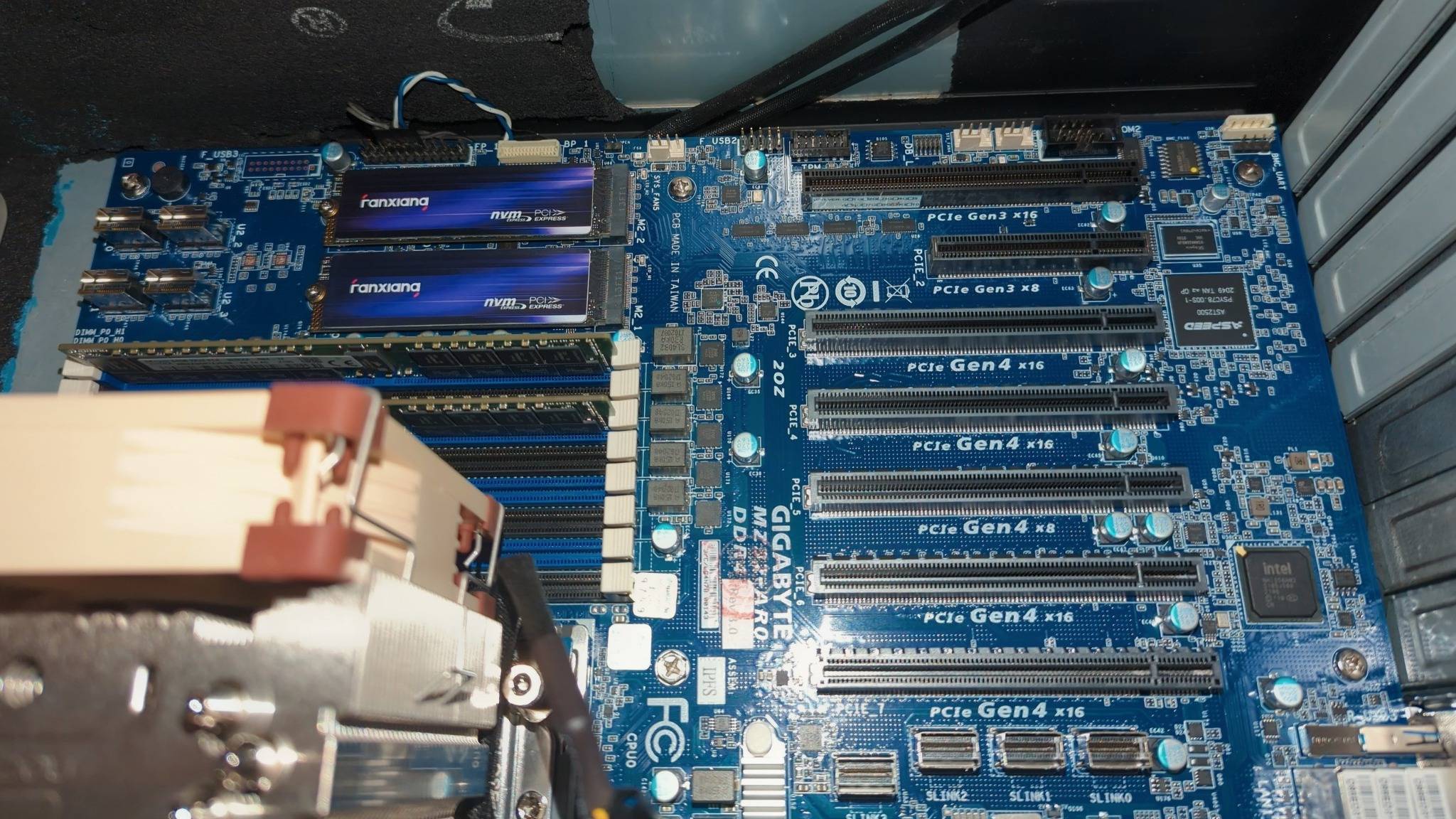 Finished custom workstation build inside a large tower case