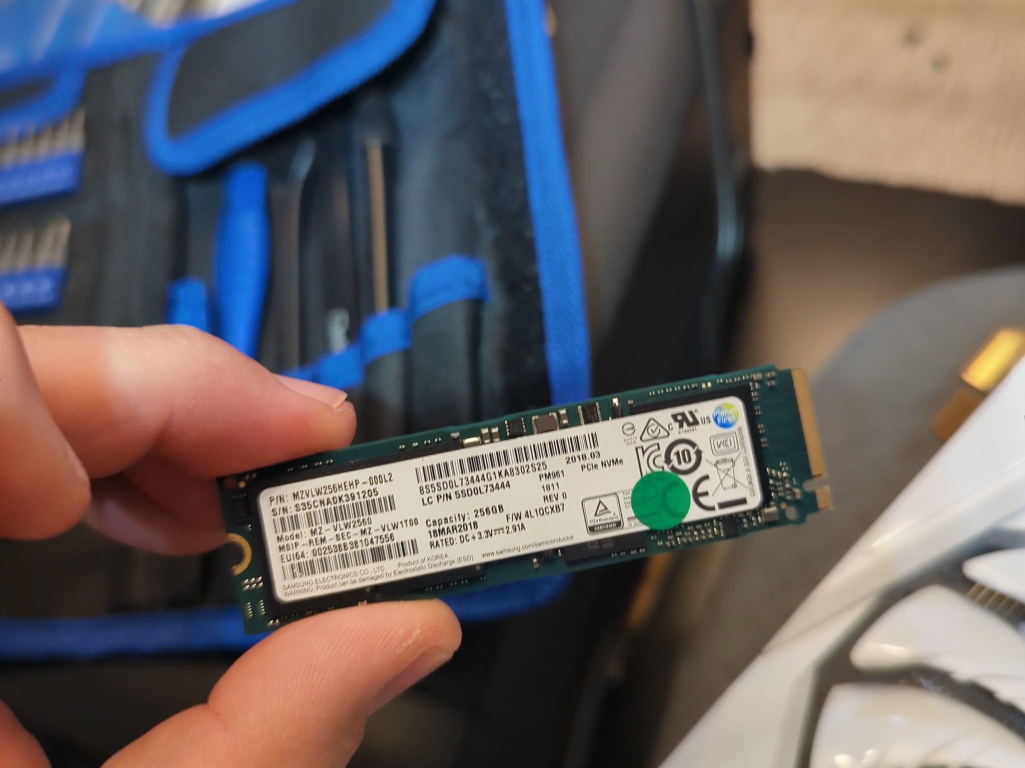 Close-up of motherboard and component-level diagnostic work